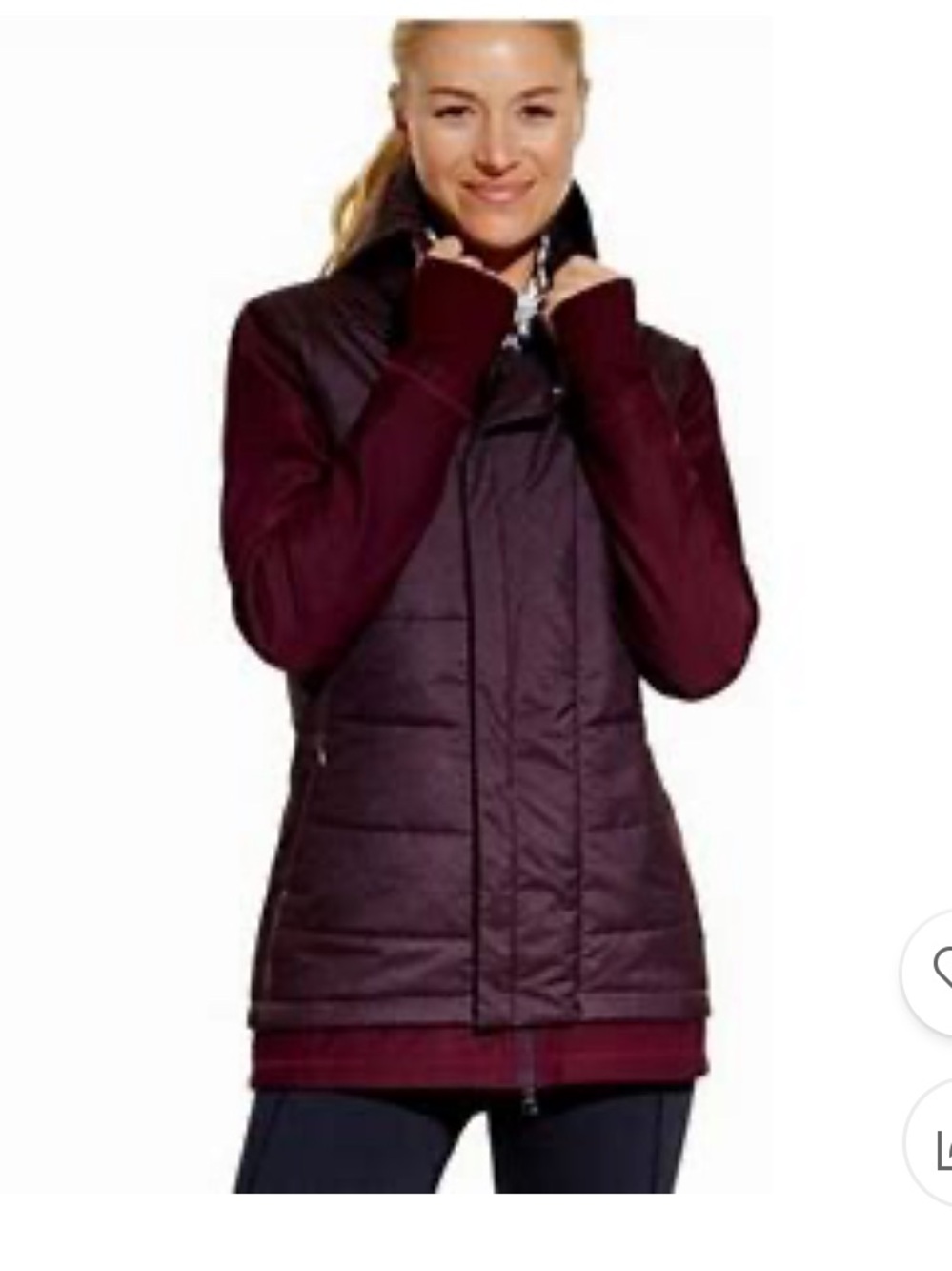 Calia by Carrie Underwood long puffer jacket with hood - burgundy